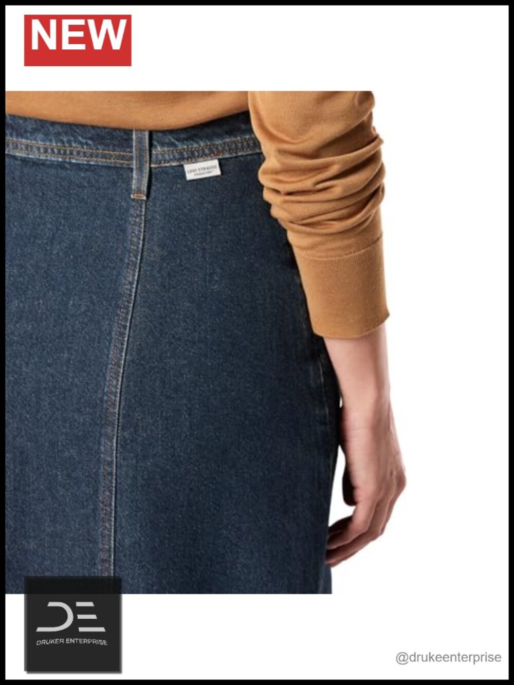 Women's Heritage '95 Seamed Skirt - Mid Rise Stretch Denim Midi Mermaid Skirt - Picture 3 of 4